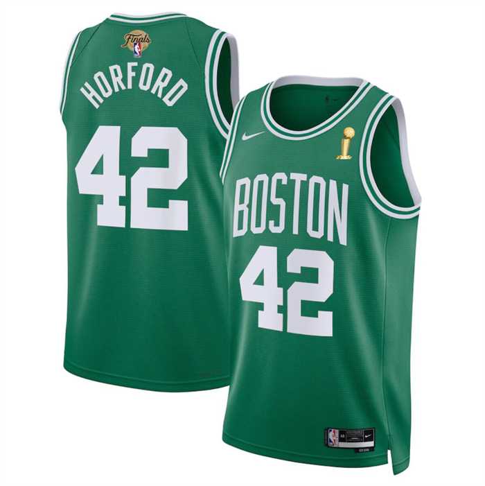 Mens Boston Celtics #42 Al Horford Kelly Green 2024 Finals Champions Icon Edition Stitched Basketball Jersey Dzhi